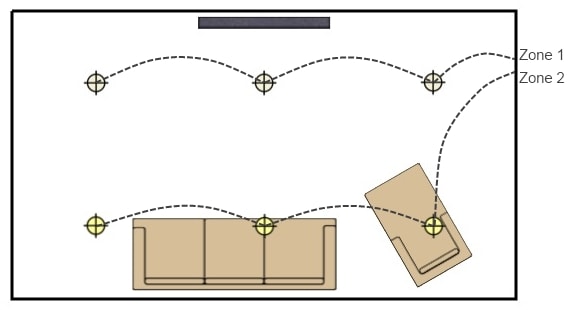 recessed lighting layout in living room