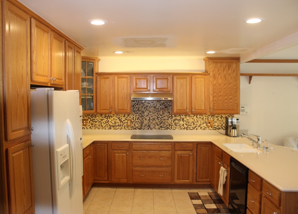 beadboard ceiling with recessed lighting kitchen