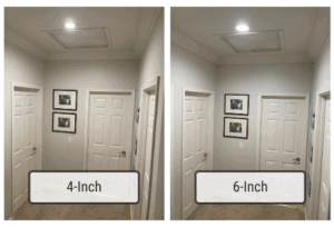 Comparison between 4-inch vs 6-inch recessed