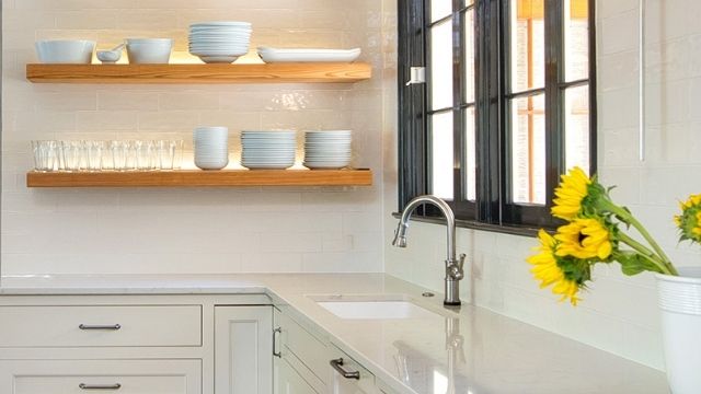 Example of open shelf uplighting in a kitchen